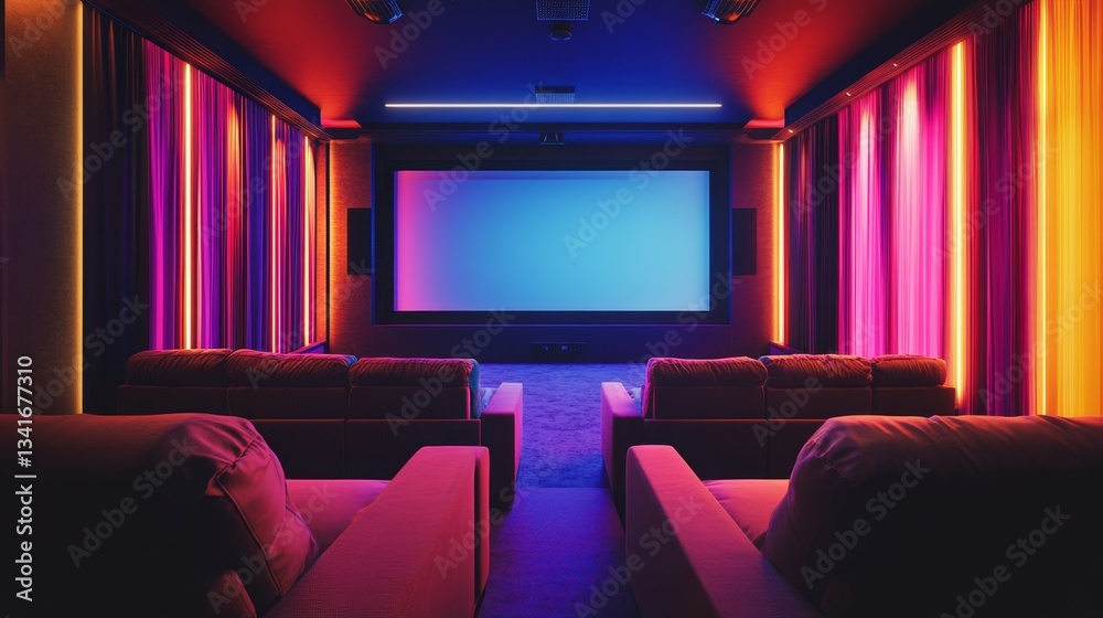 Fototapeta premium Transform your living space modern cinema room home video experience sleek design contemporary aesthetics