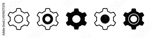 Gear icon set. Gear setting silhouette. Vector