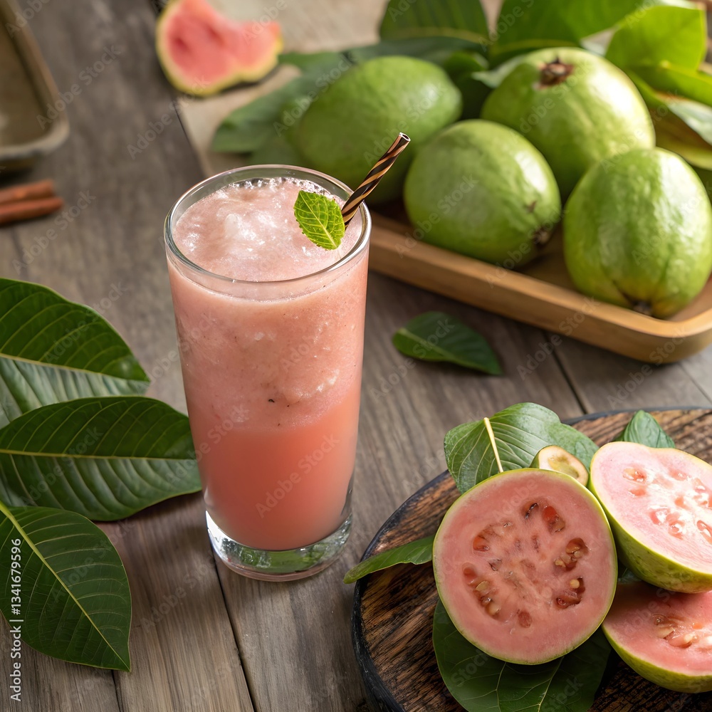 fresh guava juice with guava aside fresh guava juice with guava aside