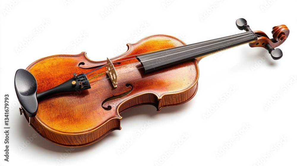 Fototapeta premium A handcrafted wooden violin with a natural wood grain texture and rich varnish