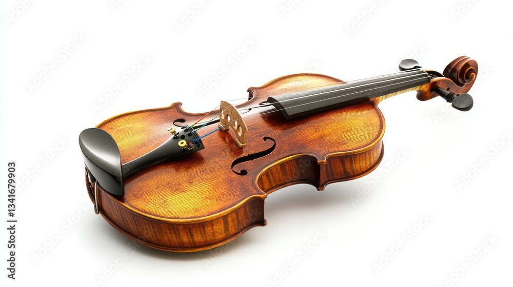 Fototapeta premium A handcrafted wooden violin with a natural wood grain texture and rich varnish