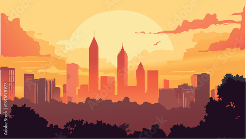 Georgia's Majestic Skyline in the Sunset .eps