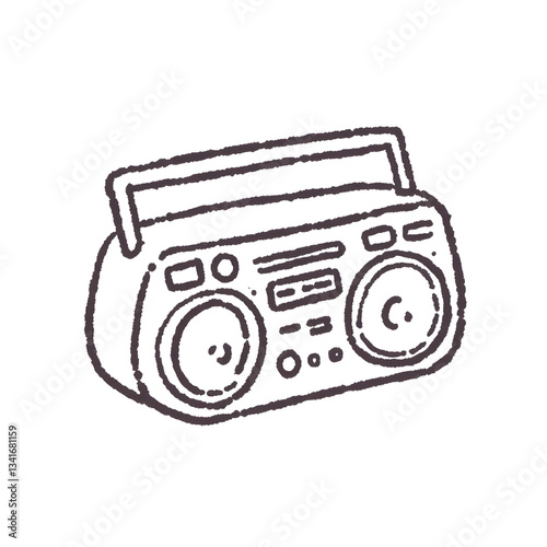 Hand-Drawn Boombox Illustration