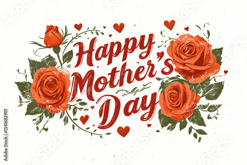  A charming vector illustration of a Mother's Day greeting card featuring vibrant flowers and elegant typography. The design conveys love and appreciation, making it a perfect card to celebrate mother