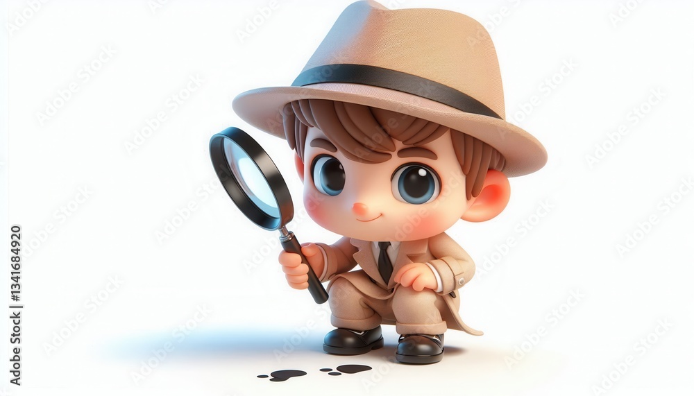 Detective adventure with a cute character in a whimsical setting engaging exploration theme Detective adventure with a cute character in a whimsical setting engaging exploration theme