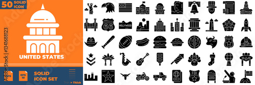 United States Solid Editable Icons set