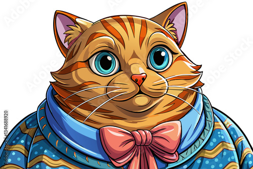 cat portrait with fashion wear in isolated background cartoon