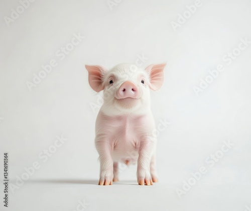 Wallpaper Mural Adorable young piglet standing against a plain background, showcasing its playful nature and charm Torontodigital.ca