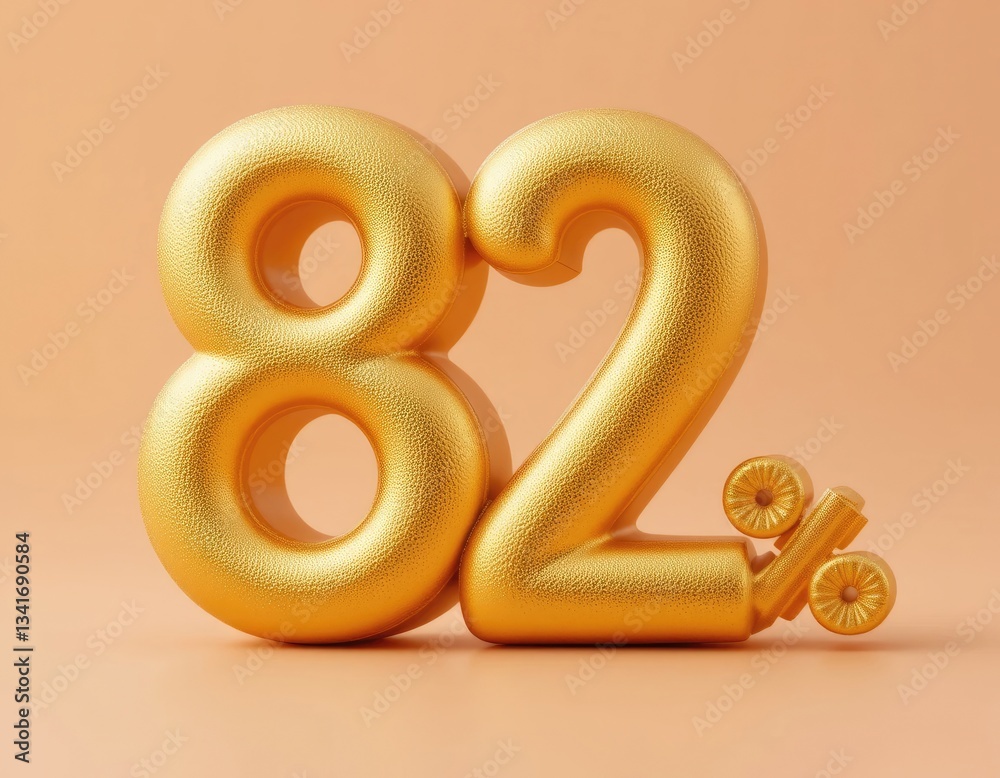 Obraz premium Golden Eighty-two Percent Offer Celebration for Business and Finance Promotion