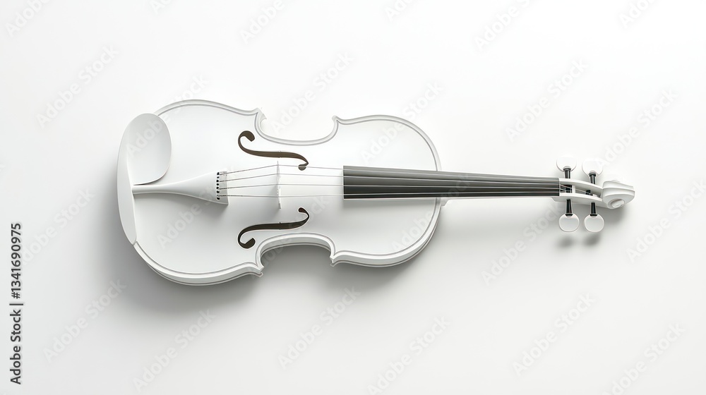 A minimalist white violin with a smooth, polished surface and a contemporary design A minimalist white violin with a smooth, polished surface and a contemporary design