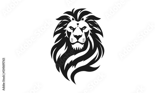 Wallpaper Mural Lion logo template. Black and white silhouette of a lion's head with a detailed mane. Symmetrical logo symbolizing strength, leadership and power Torontodigital.ca