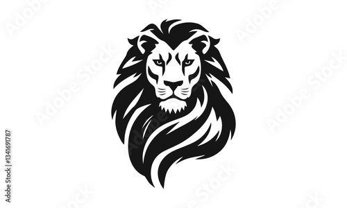 Wallpaper Mural Lion logo template. Black and white silhouette of a lion's head with a detailed mane. Symmetrical logo symbolizing strength, leadership and power Torontodigital.ca