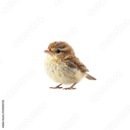 A cute little chickadee stands on the ground, showcasing its fluffy plumage and curious expression in a vibrant natural habitat.