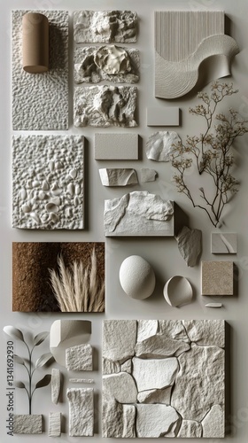 Exploring Textures and Patterns in a Monochromatic Arrangement of Natural Mat...