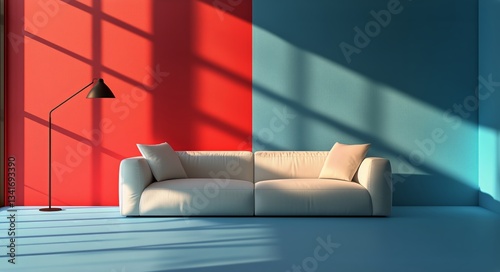 Modern Living Room With Vibrant Wall Colors and Soft Lighting Creates a Cozy ...