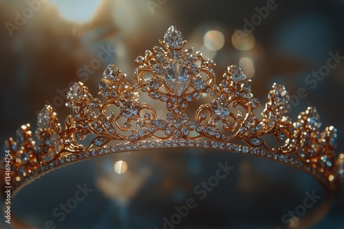 Elegant Tiara Adorned With Sparkling Gemstones Displayed in a Soft Light