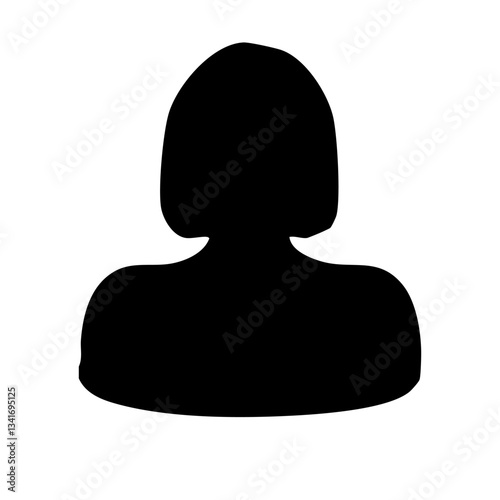 ぽっちゃりした丸みのある女性ボブカット　シルエットイラスト