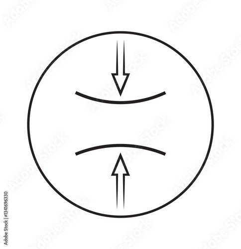 Elasticity, compress and pressure, stretching and expansion, resilience material icon  . 