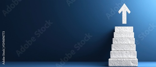 A 3D illustration of ascending blocks symbolizing progress and success.