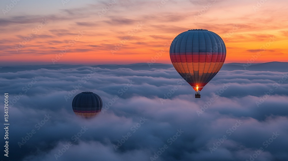 Naklejka premium Hot Air Balloons Sunrise Cloudscape