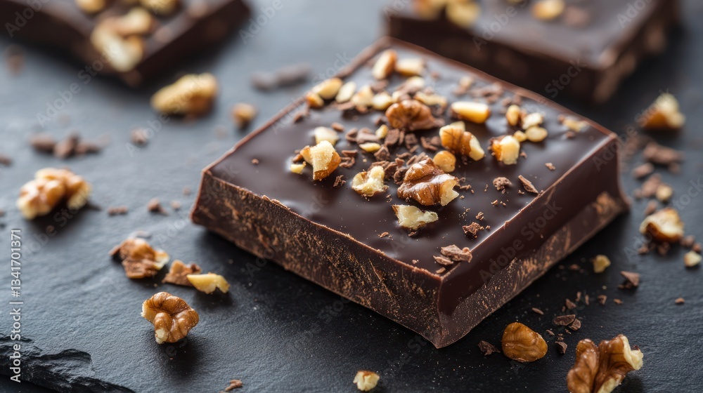 A rich dark chocolate square with a blend of spices like cardamom and nutmeg A rich dark chocolate square with a blend of spices like cardamom and nutmeg