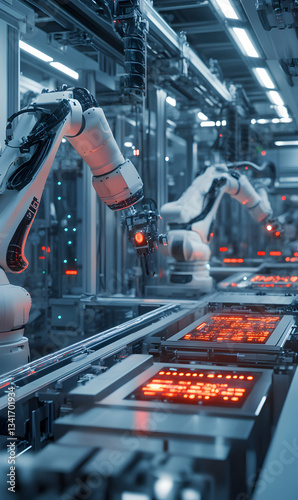 Automated industry process showcasing precision robotics and advanced manufacturing techniques