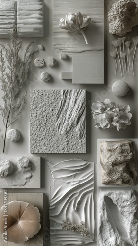 Exploring Textures and Patterns in a Monochromatic Arrangement of Natural Mat...