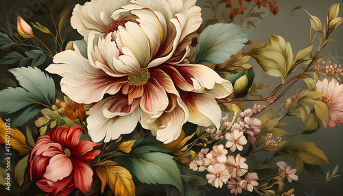 Artificial Flowers Wall for Background in vintage style