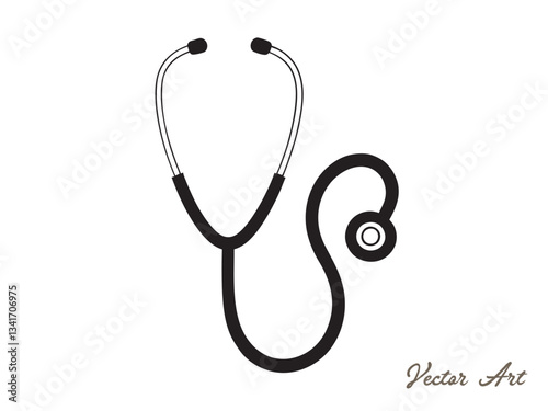 stethoscope silhouette , vector illustration , Medical stethoscope icon design, stethoscope line art vector outline drawing