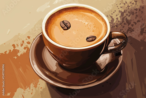 Happy International Coffee Day with Cup of coffee illustration