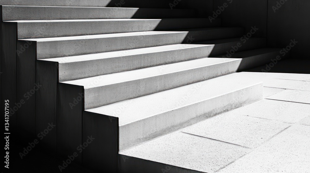Fototapeta premium A set of minimalist stairs casting rhythmic shadows, emphasizing repetition and balance