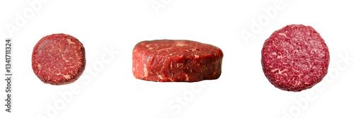 Generative Ai created an image of isolated raw beef burger meat on a transparent background photo