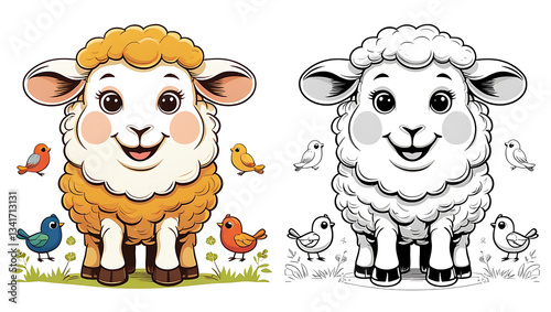 Outline wild safari animals vector illustration for coloring. Jungle animals line art