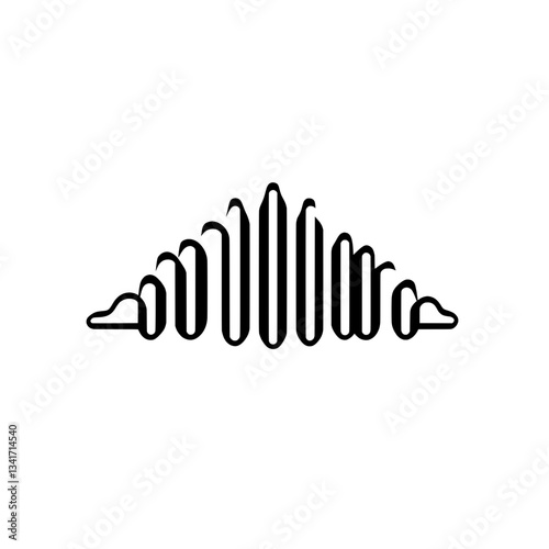 Black and white cloud icon with vertical equalizer bars, symbolizing audio mixing, music streaming, and digital sound representation.