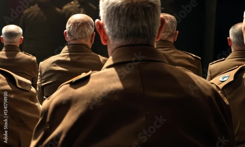 Veterans Remembrance: A poignant photo of elderly veterans seated, their backs to the camera, evokes a sense of reflection, history and shared experience.