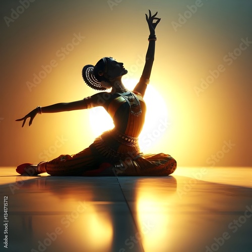 Silhouette of a classical dancer performing a dance pose