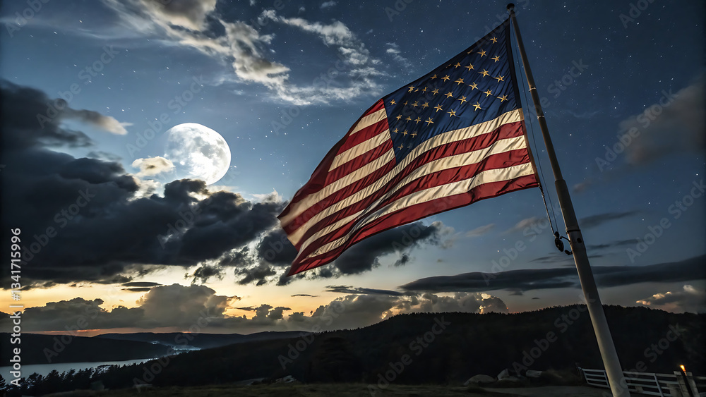 Obraz premium USA flag. American flag. American flag blowing in the wind