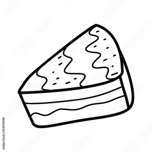 Piece of cake doodle illustration.