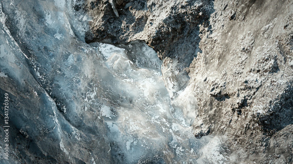 Fototapeta premium A glacier melting due to climate change impact