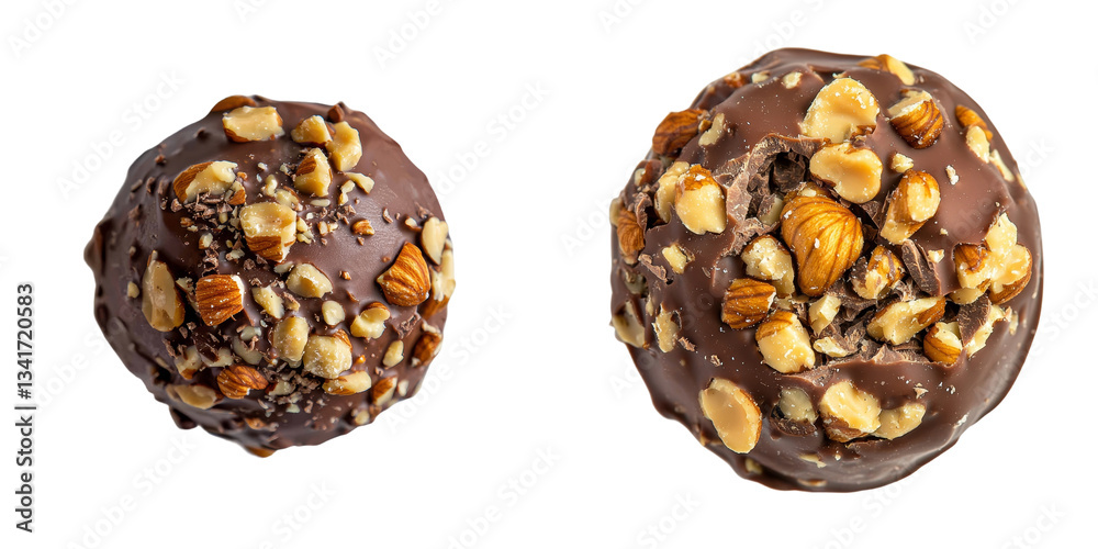 Obraz premium Generative Ai has isolated chocolate candies and nuts on a transparent background for display