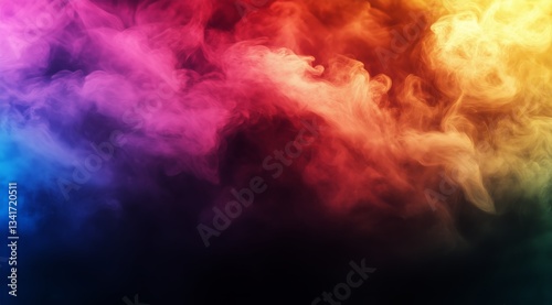 Colorful Cosmic Cloud With Vibrant Hues and Starry Backdrop in Deep Space