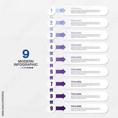 Infographic 9 step, Blue tone.