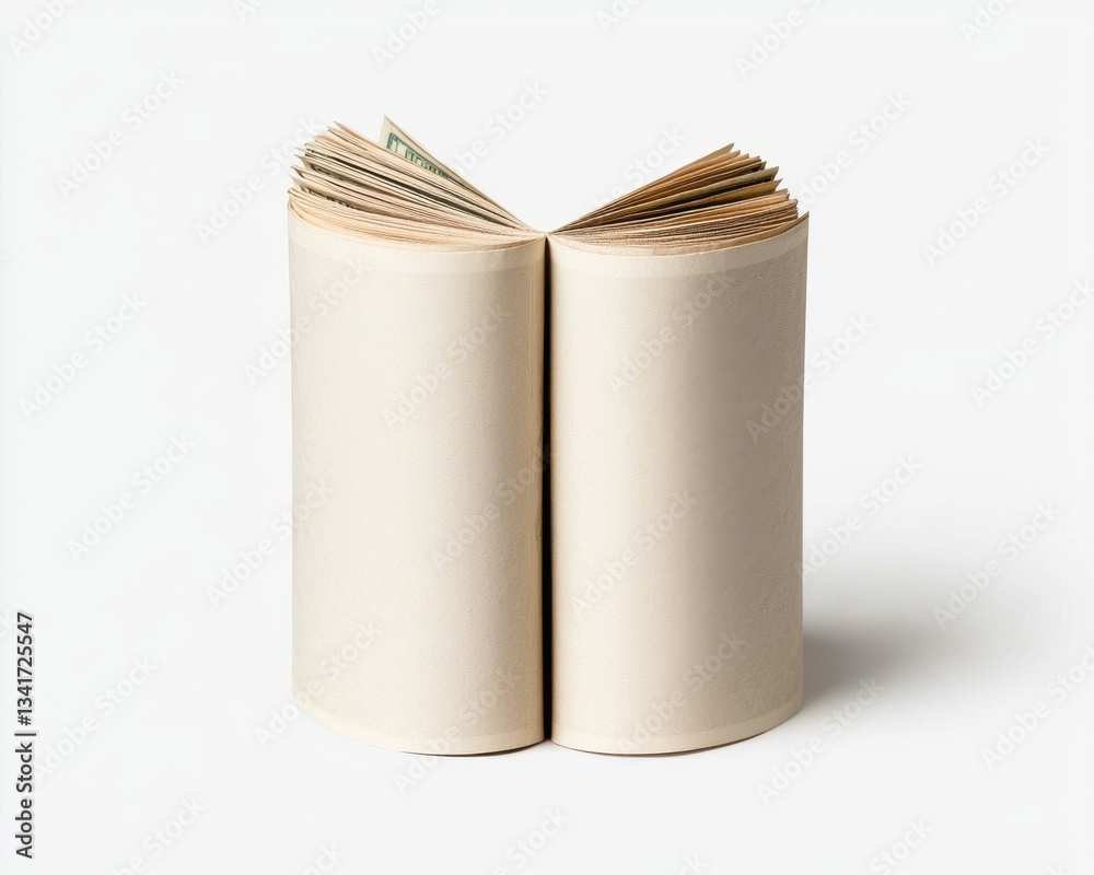 A minimalistic design of an open book with blank pages for creative ideas. A minimalistic design of an open book with blank pages for creative ideas.