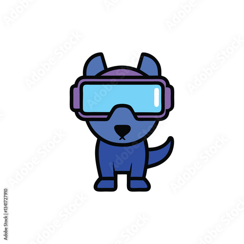 Dog Wearing VR Goggles – Cyber Pet Icon, Holographic Leash, Virtual Reality, 2025