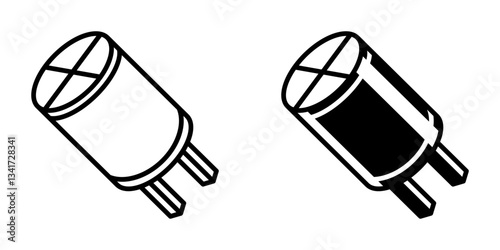 Industrial capacitor icon simple vector. Electric circuit. Central computer
