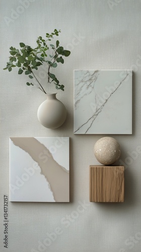 Stylish Arrangement of Natural Materials and Textures on a Neutral Background