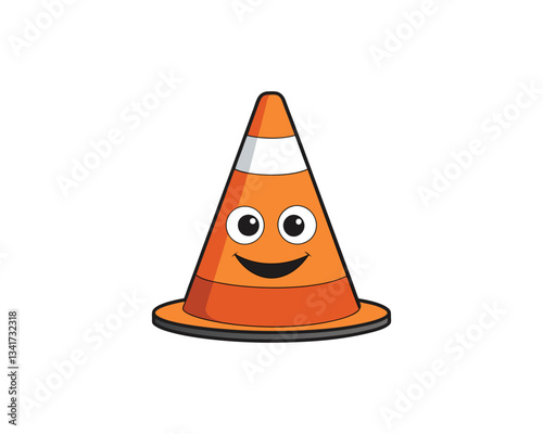 Cartoon Traffic Cone with a Happy Expression