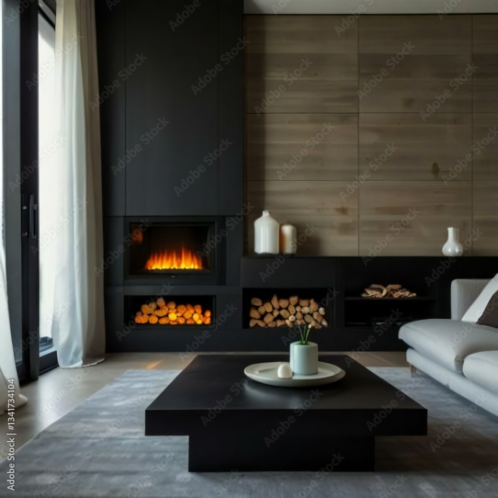 Fototapeta premium living room with fireplace