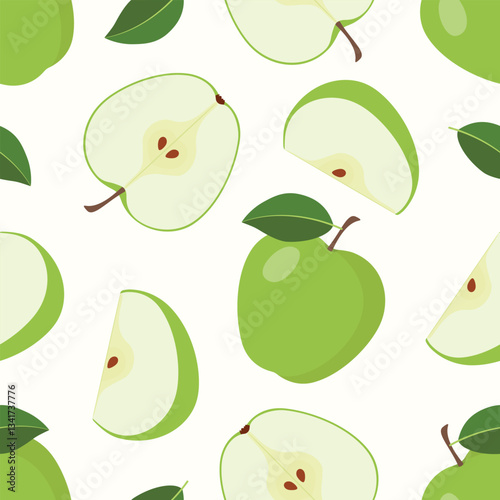Apple green pattern on beige background 