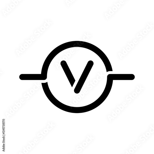 Industrial voltmeter icon simple vector. Electric circuit. Central computer